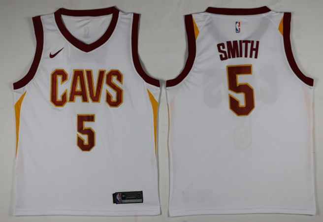 Men Cleveland Cavaliers #5 Smith White Game Nike NBA Jerseys